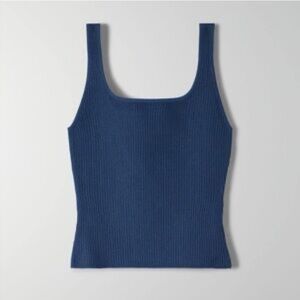 Quince Chic Navy Blue Ribbed Tank Top size S